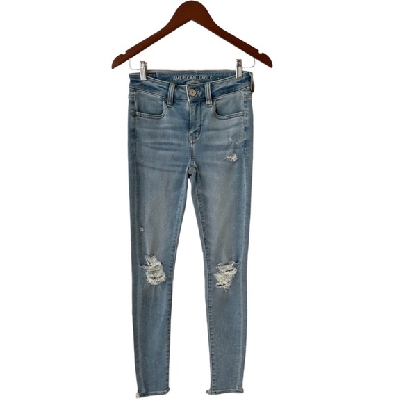 American Eagle Outfitters Next Level Stretch Distressed Jegging Jeans Size 0 - Picture 4 of 5